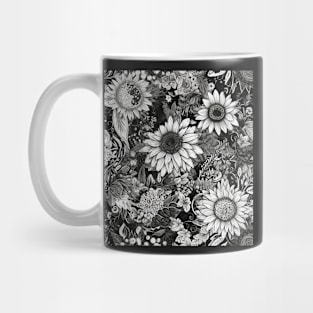 Black and White Flower Pattern - 4 Mug